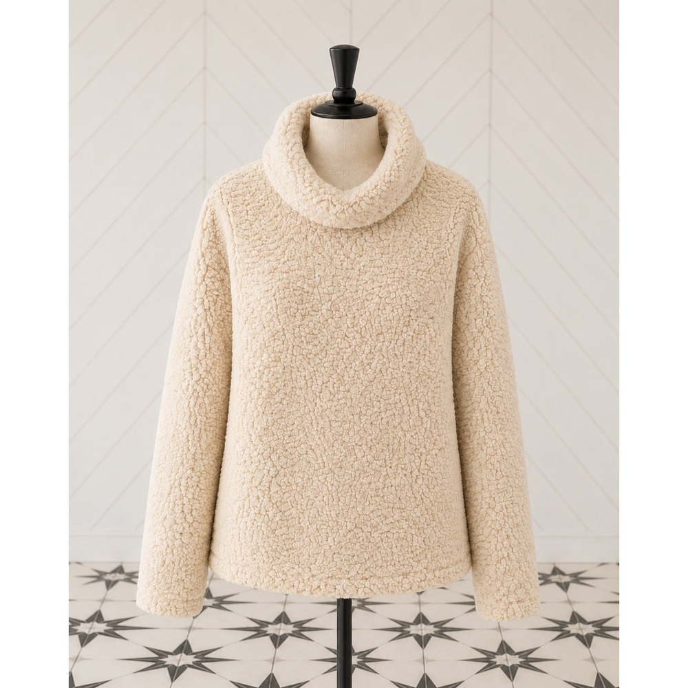 A New Day Cozy Sherpa Fleece Pullover with Cowl Neck, size L